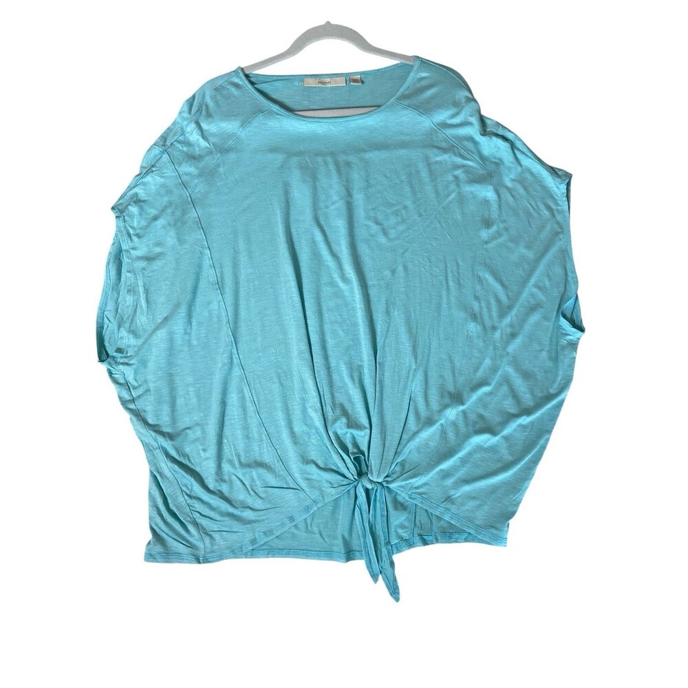 Sejour Women’s Plus Size Tie Front Dolman‎ Sleeve Top Blouse Blue 0X/1X NWT